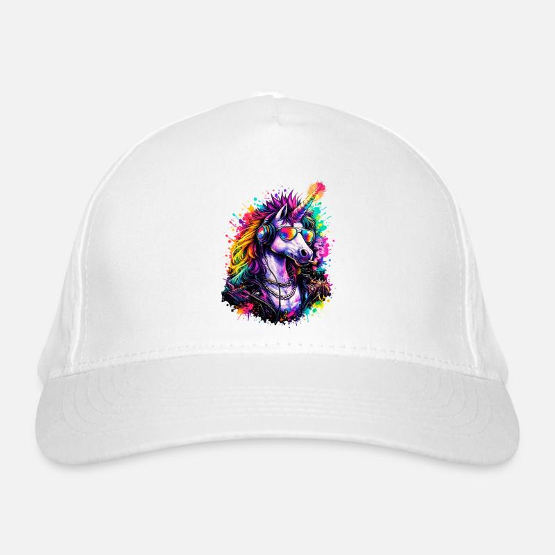 Cooles Einhorn DJ mit Kopfhörern Bio-Baseballkappe
