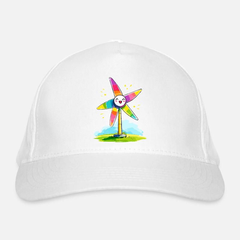 Regenbogenwindmühle Lächeln Bio-Baseballkappe
