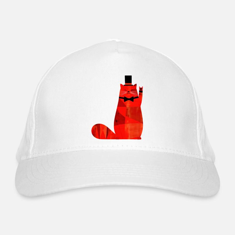 Red cat with bow tie and top hat Organic Baseball Cap
