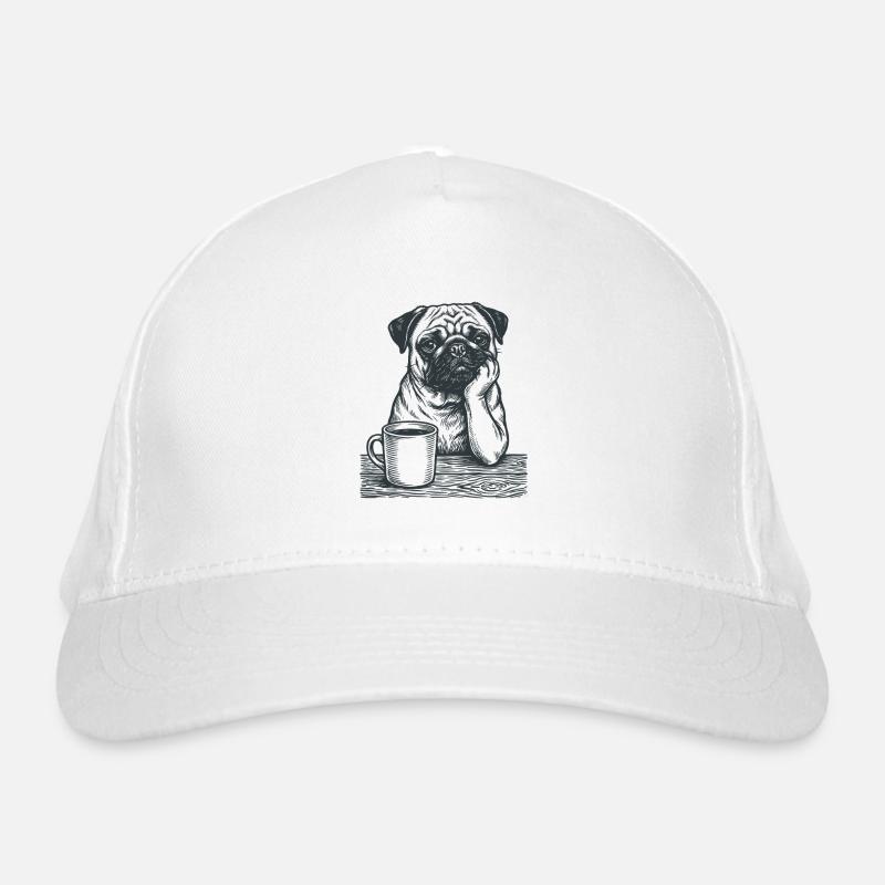 Echter Mops Kaffee Morgenmuffel Look Bio-Baseballkappe