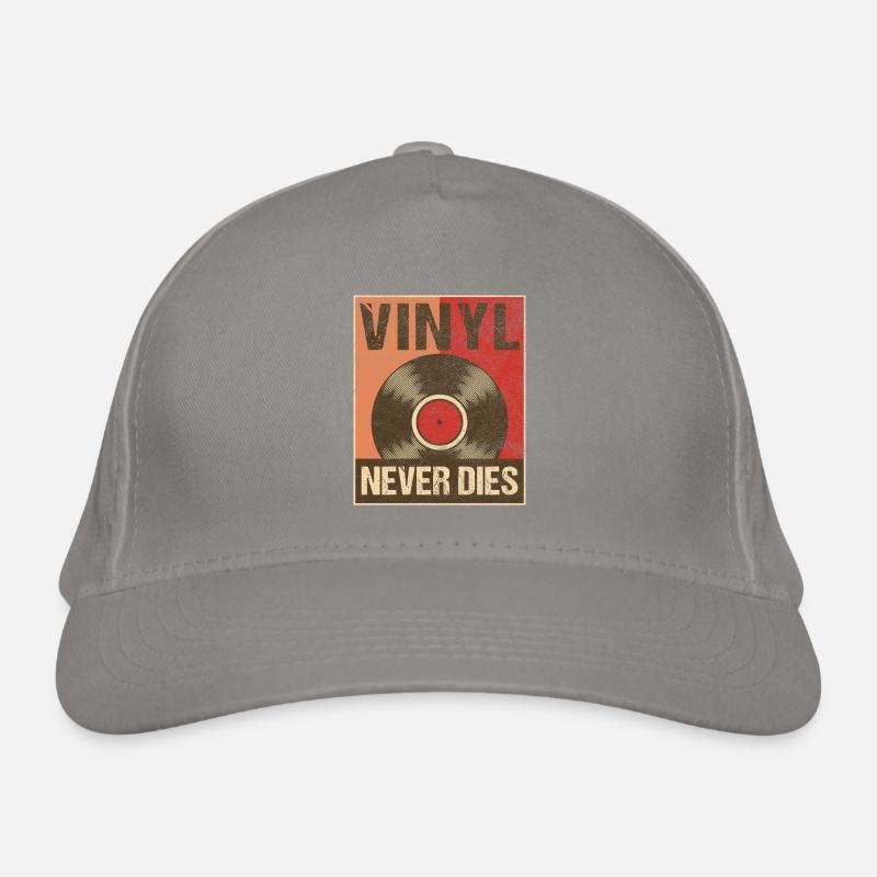 Vinyl Never Dies Retro Poster Graphic Organic Baseball Cap