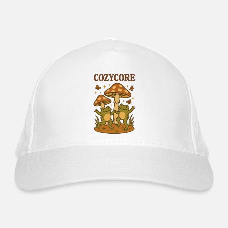 Cozycore Frösche & Pilze | Cottagecore Bio-Baseballkappe
