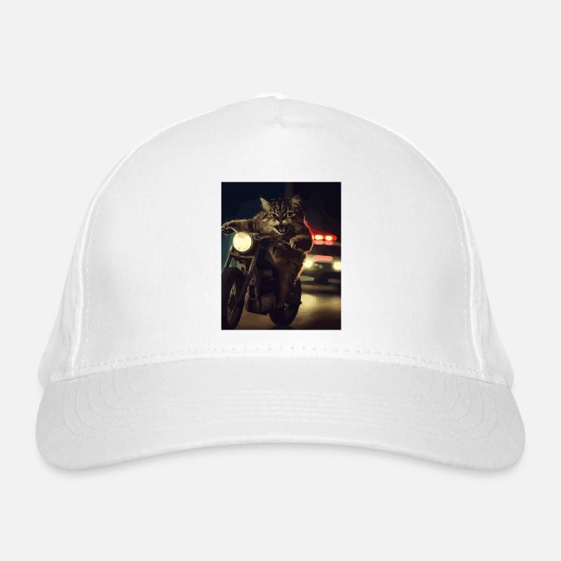 Chat à moto la nuit Casquette classique bio