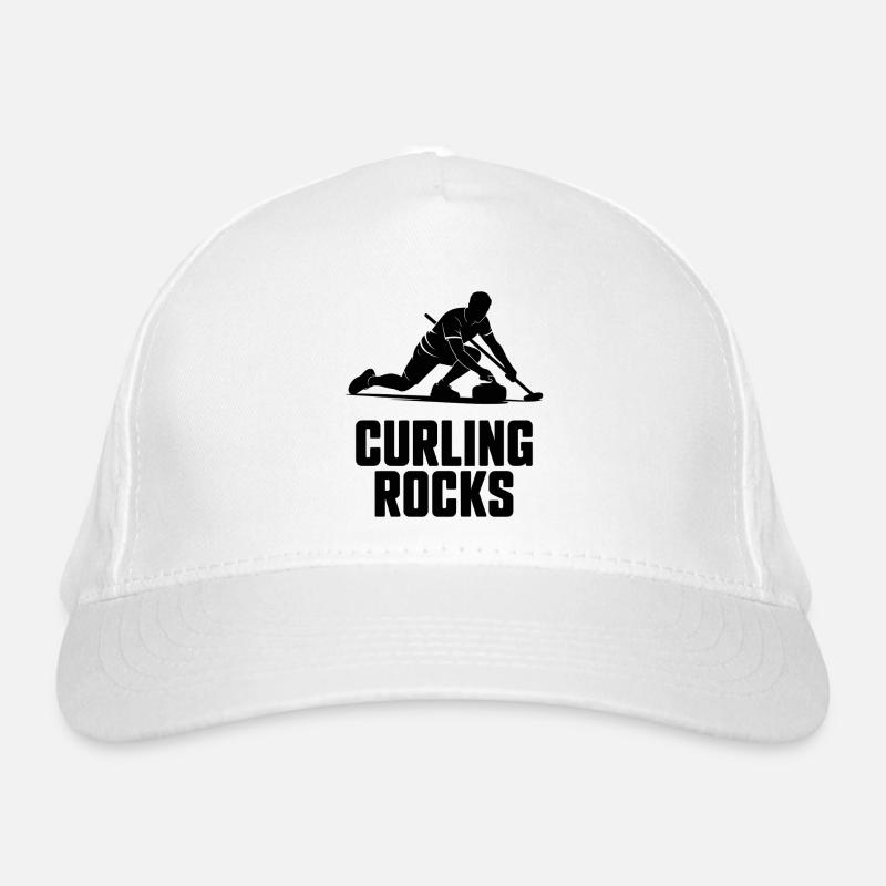 Curling Rocks Wintersport Silhouette Man Bio-Baseballkappe