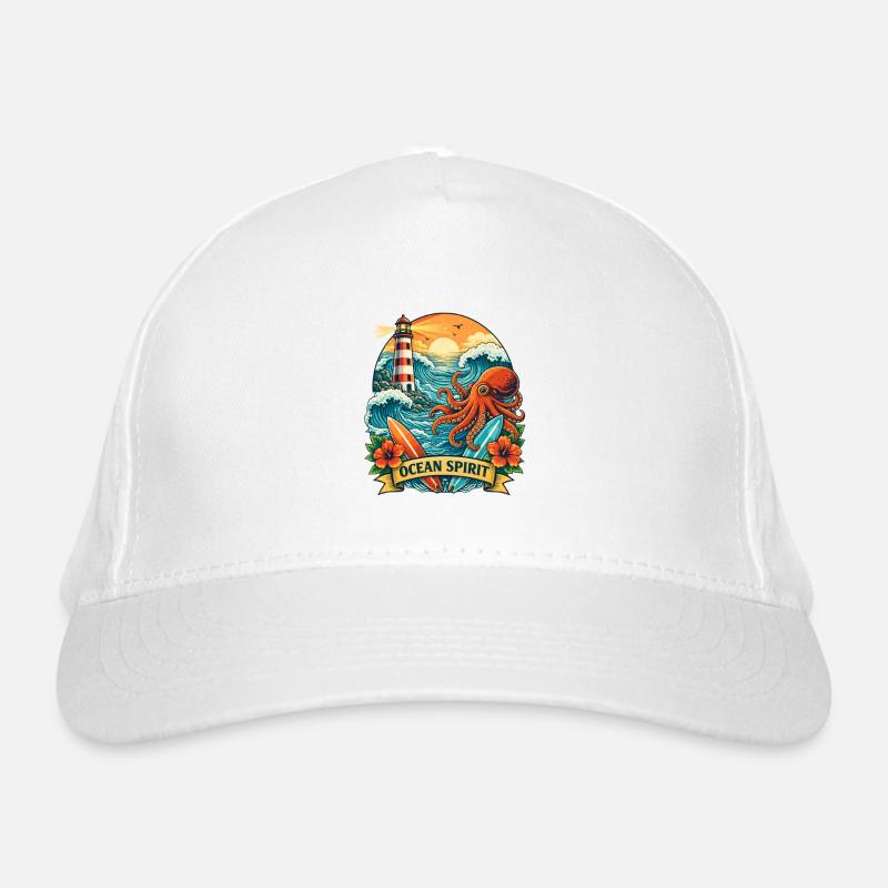  Océan : Phare, Vagues et Pieuvre Casquette classique bio