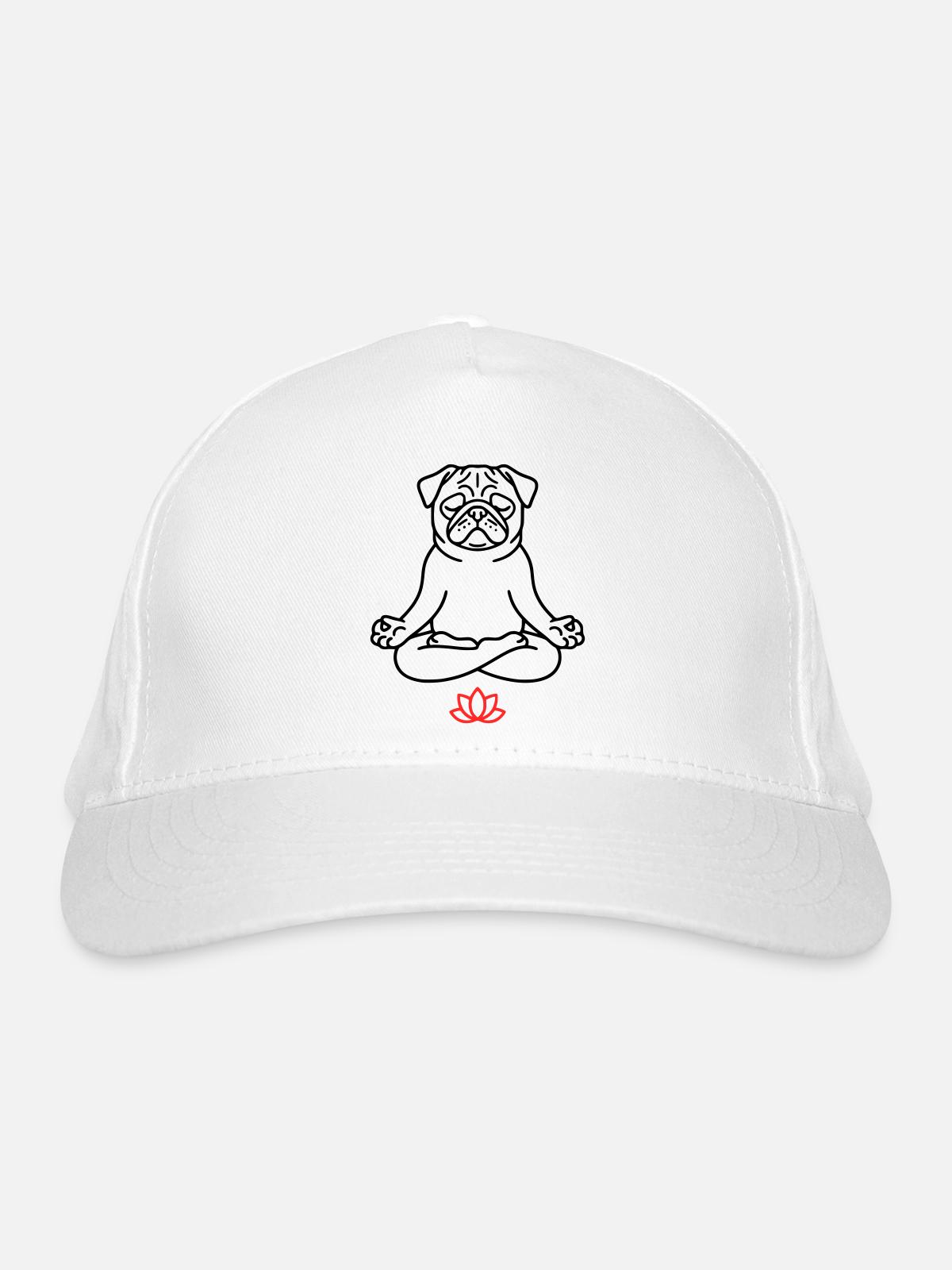 Mops Hund Zen Ausmalbild - Bio-Baseballkappe - Weiß - Vorne
