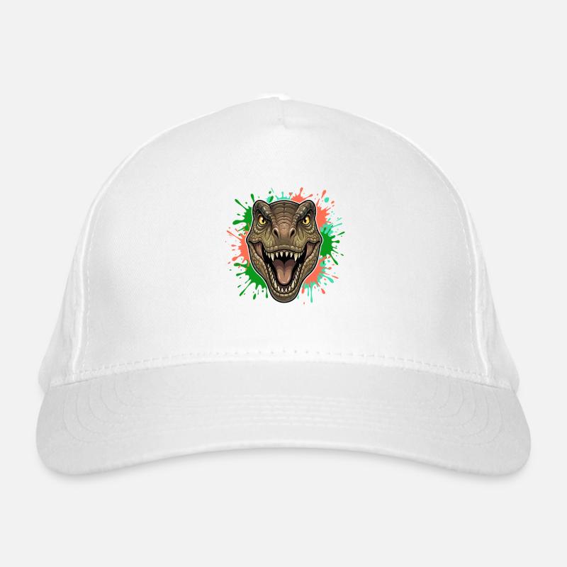 T-Rex Neon Paint Splatter Head Organic Baseball Cap