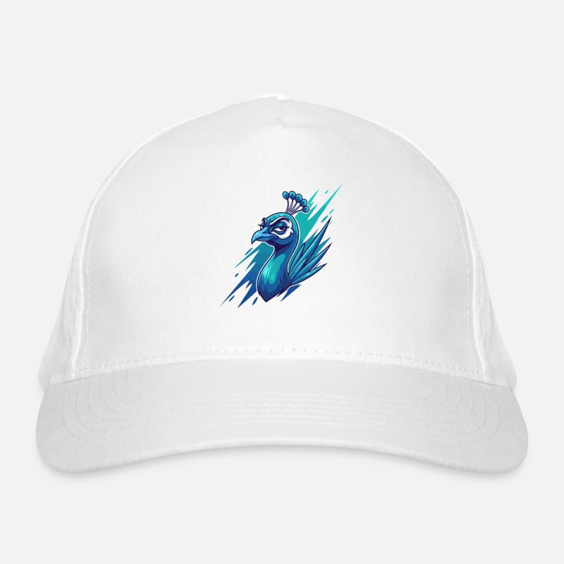 Neon Blue Peacock Head Organic Baseball Cap
