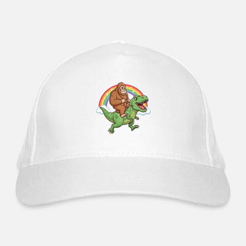 Bigfoot chevauchant un T-Rex Dinosaur Rainbow Casquette classique bio