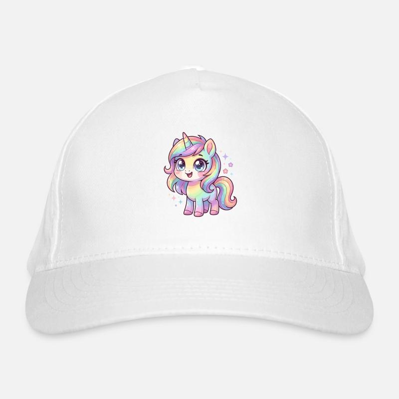 Pastellregen-Einhorn Chibi Bio-Baseballkappe