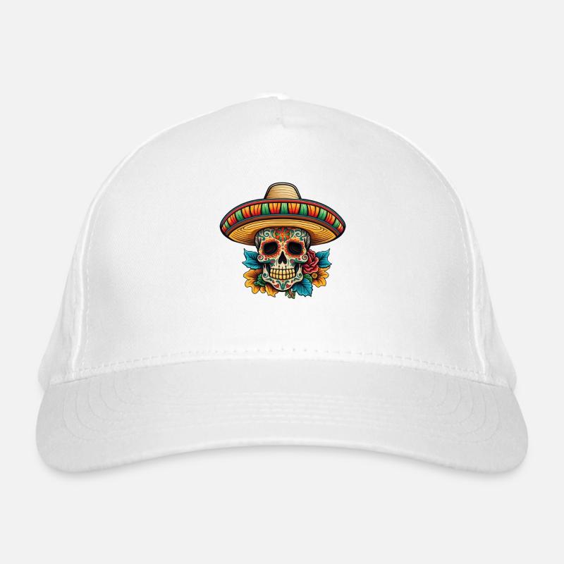 Sugar Skull Floral Sombrero Organic Baseball Cap