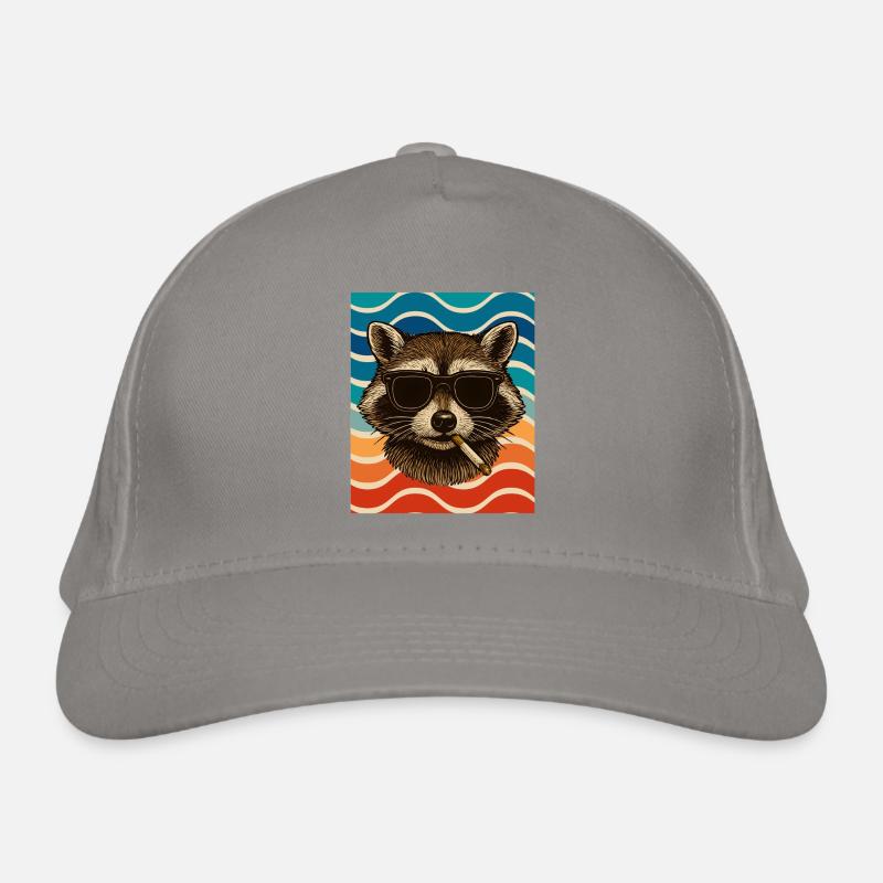 Waschbär mit Sonnenbrille Zigarette Bio-Baseballkappe
