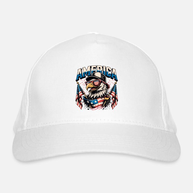 Patriotic Eagle with Flags Organic Baseball Cap