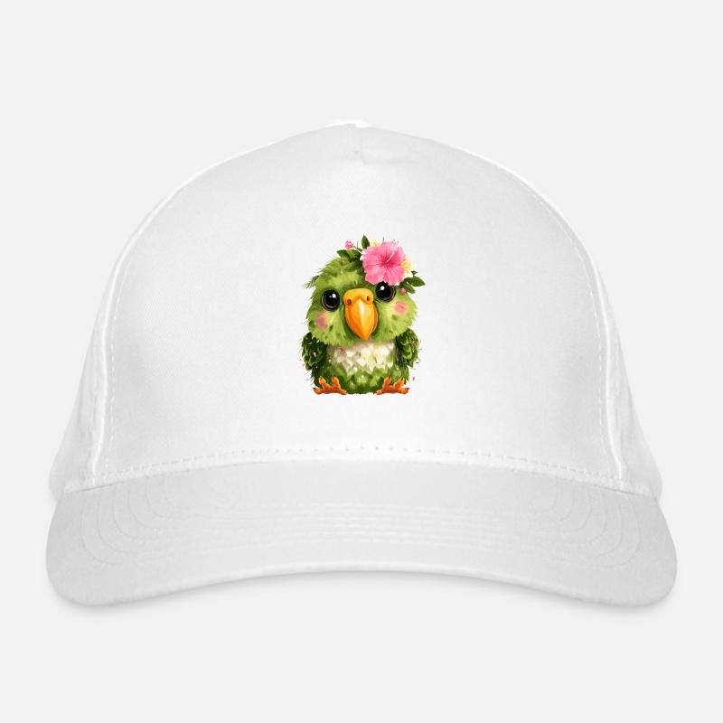 Spring Parrot with Floral Wreath Organic Baseball Cap