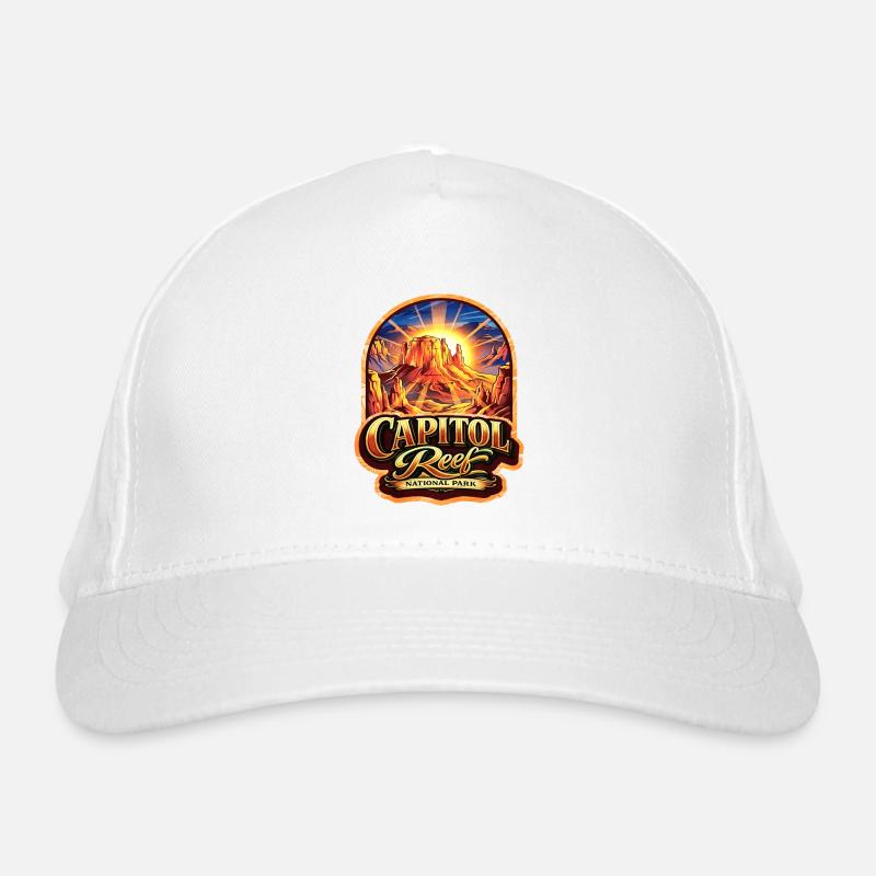 Capitol Reef Sunset Sticker - Organic Baseball Cap - white
