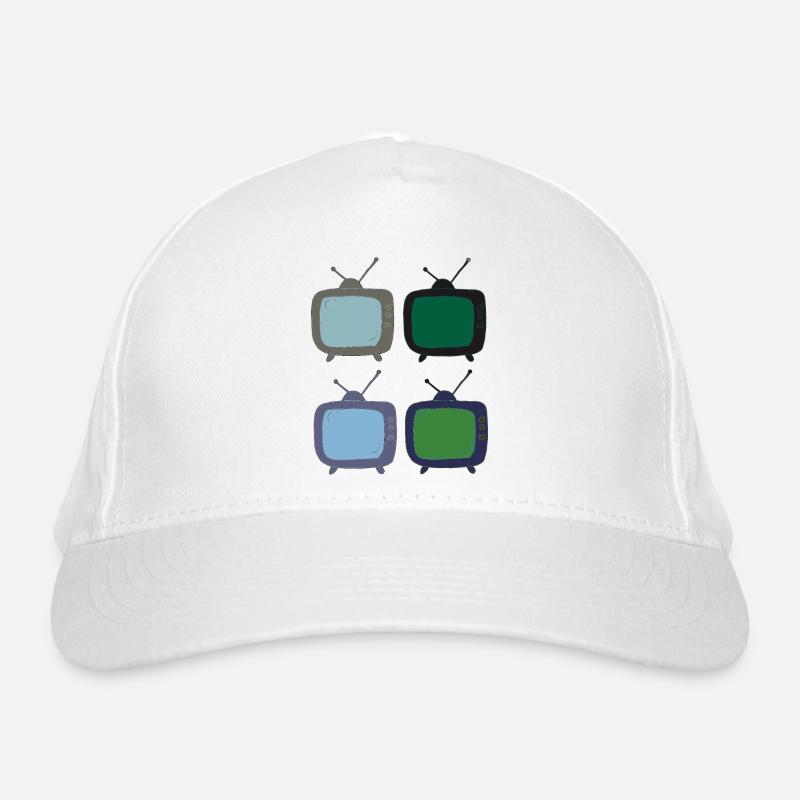 fernseher_4fach_bunt Bio-Baseballkappe