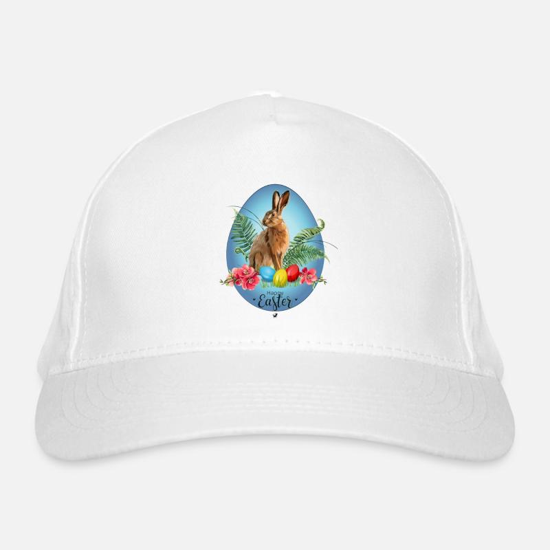 Bunny, Easter eggs and cherry blossoms illustration Organic Baseball Cap