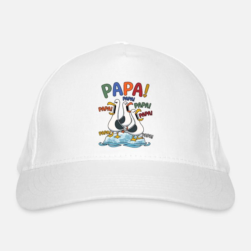 Lustige Papa Möwen auf Eisscholle - Comic Design Bio-Baseballkappe