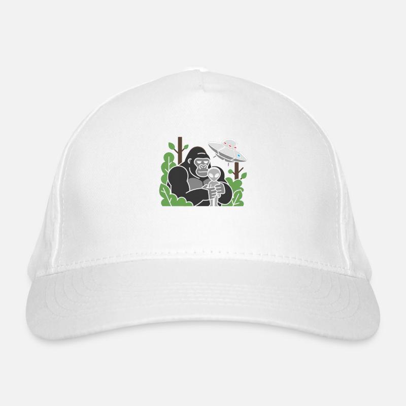 Gorilla and Alien in Jungle UFO Organic Baseball Cap