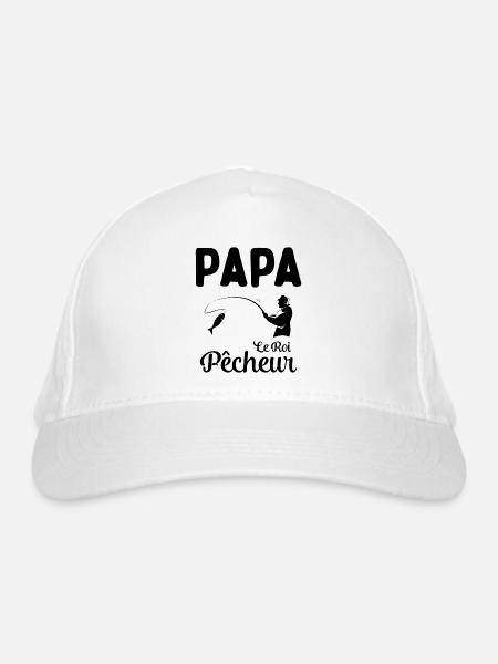 Cadeau Papa Pêcheur Roi de Pêche - Casquette classique bio - blanc - Devant