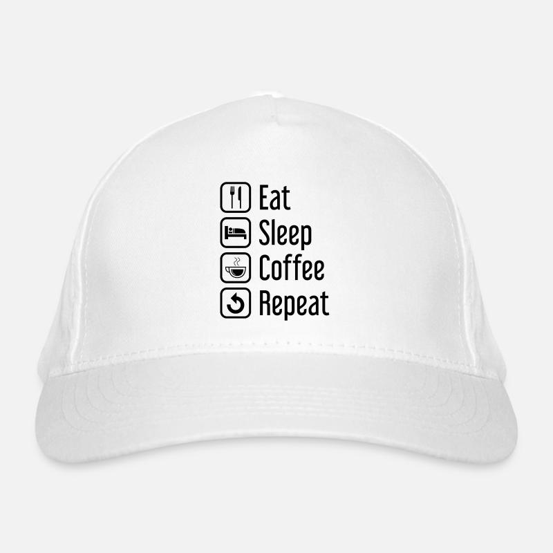 Essen Sie Schlafkaffee-Wiederholung - Bio-Baseballkappe