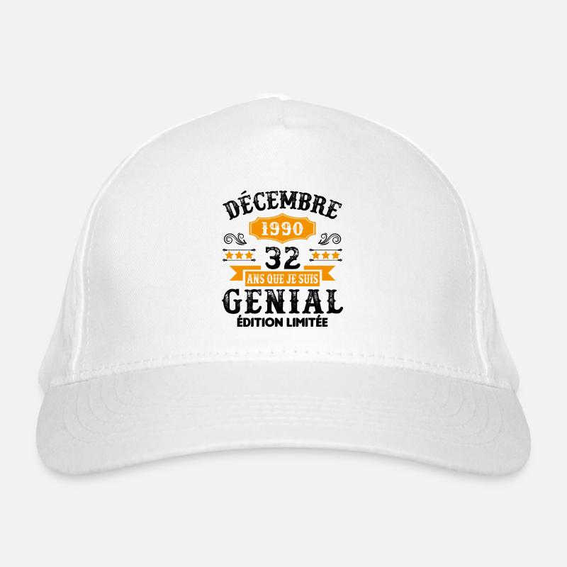 32 Ans Anniversaire Vintage Né(e) en Décembre 1990 Casquette classique bio
