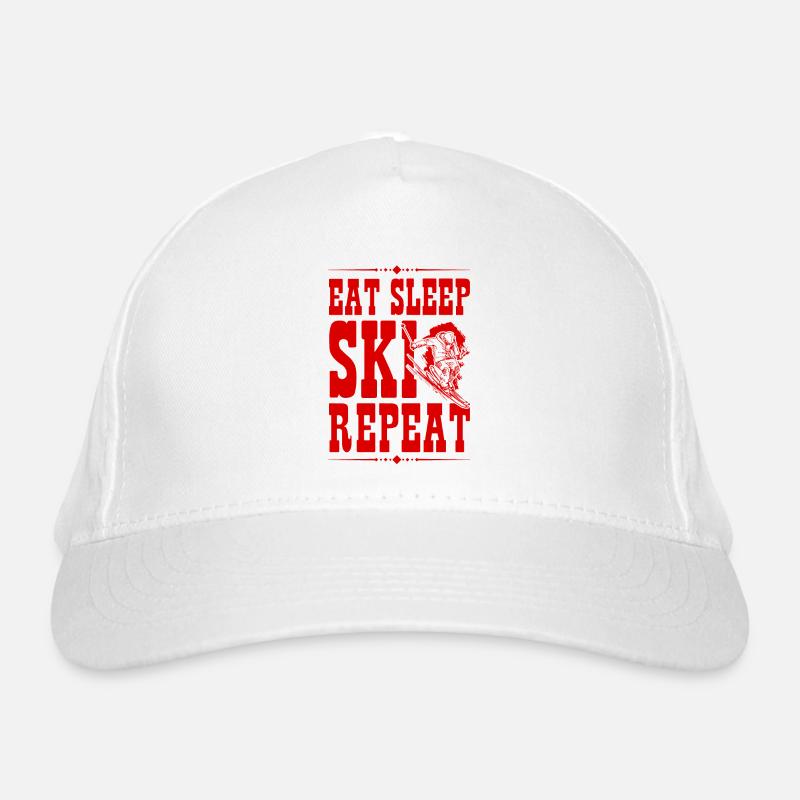 Eat Sleep Ski Repeat Bio-Baseballkappe