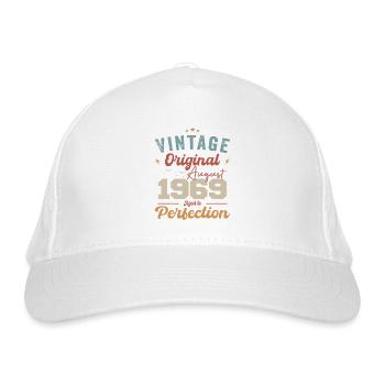 August 1969 Vintage Jahrgang Geburtstag Retro - Bio-Baseballkappe - Weiß - Vorne