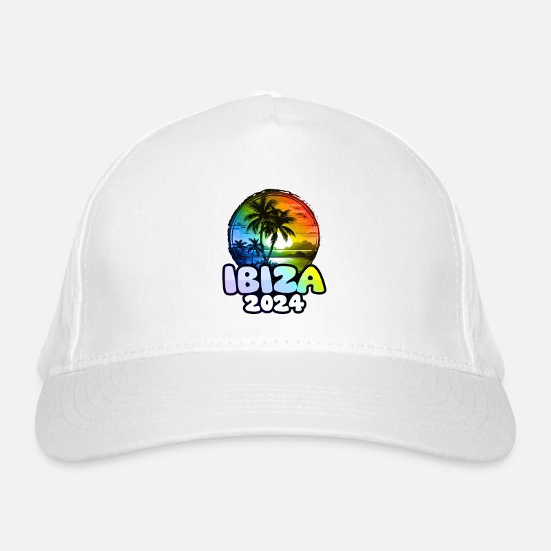 Ibiza 2024 Palmen Bunt Bio-Baseballkappe