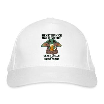Bier Alien Siehst Du Mich Mal Ohne Bier Gehste Los - Bio-Baseballkappe - Weiß - Vorne