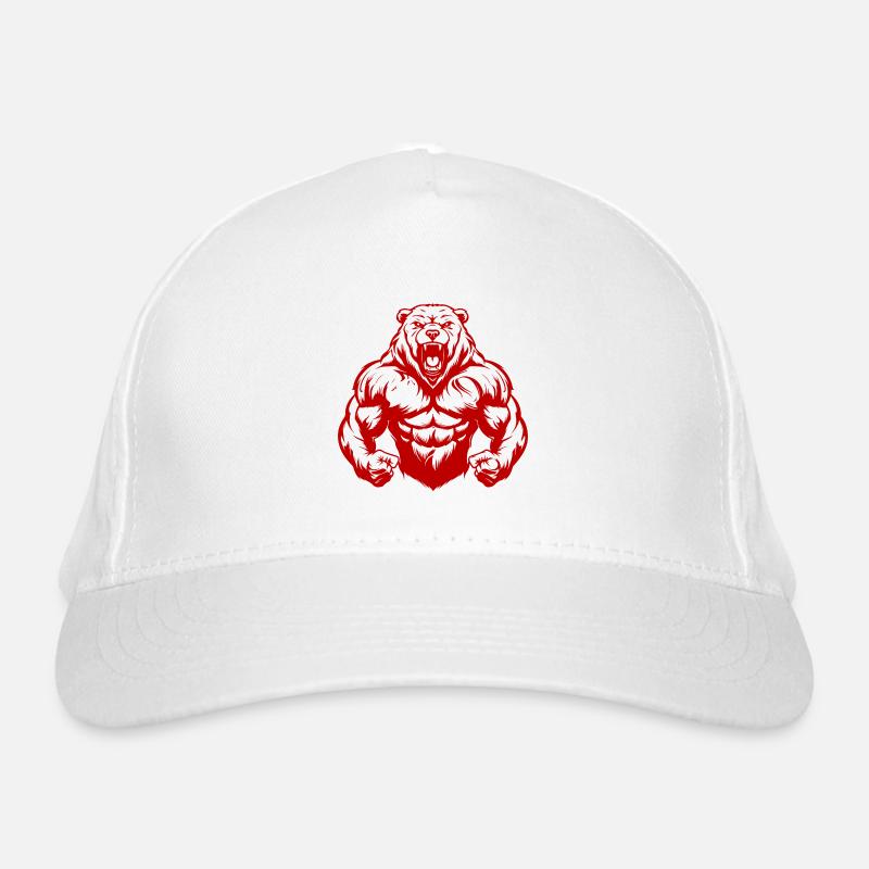 Grizzly Bear Muscles Bodybuilding Organic Baseball Cap