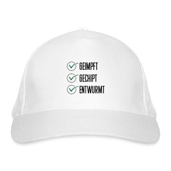 Geimpft Impfe lustig Spruch Geschenk impfen Idee - Bio-Baseballkappe - Weiß - Vorne