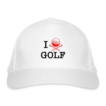I love GOLF - Organic Baseball Cap - white - Front