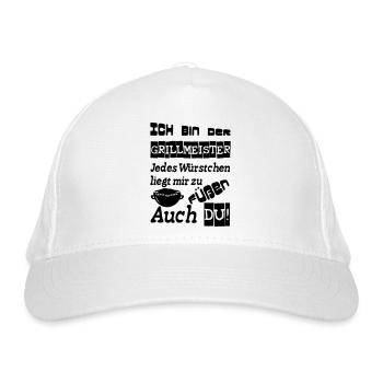 Grillmeister Spruch Grill grillen Geschenk Spruch - Bio-Baseballkappe - Weiß - Vorne