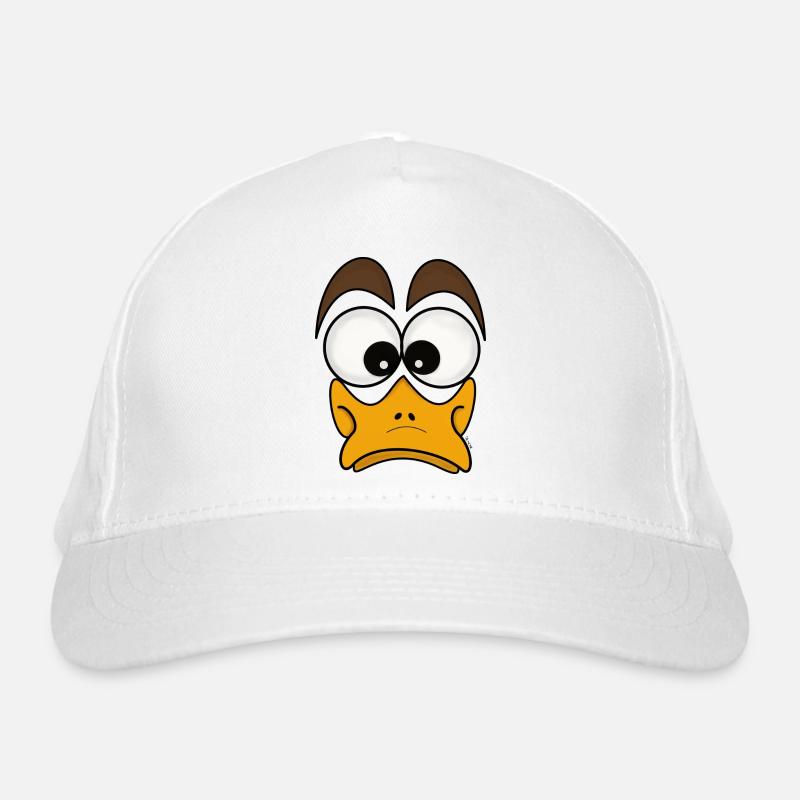 Comic Ente schielend - Bio-Baseballkappe - Weiß