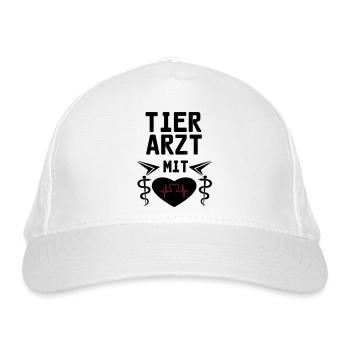 Tierarzt mit Herz Geschenk - Bio-Baseballkappe - Weiß - Vorne