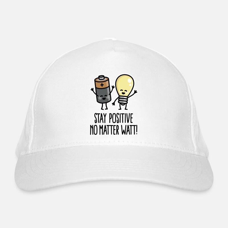 Restez positif jeux de mots drôle d'ampoule de batterie Casquette classique bio