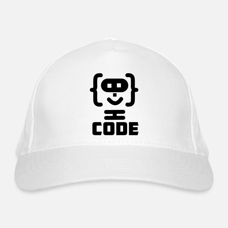 Hacker programmer code logo with text CODE Organic Baseball Cap