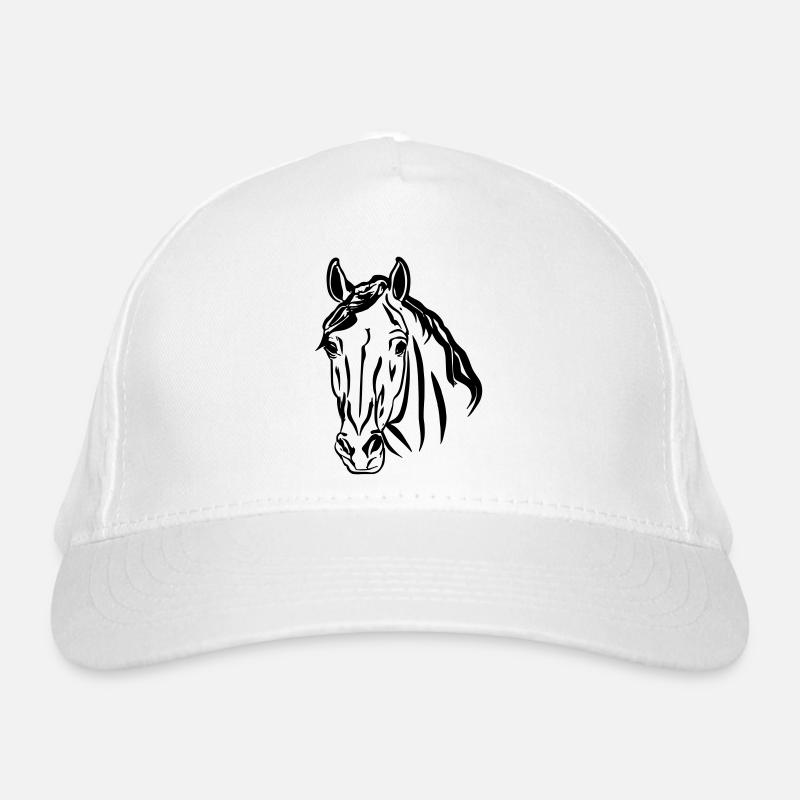Pferd Illustration Line Art Geschenkidee Bio-Baseballkappe