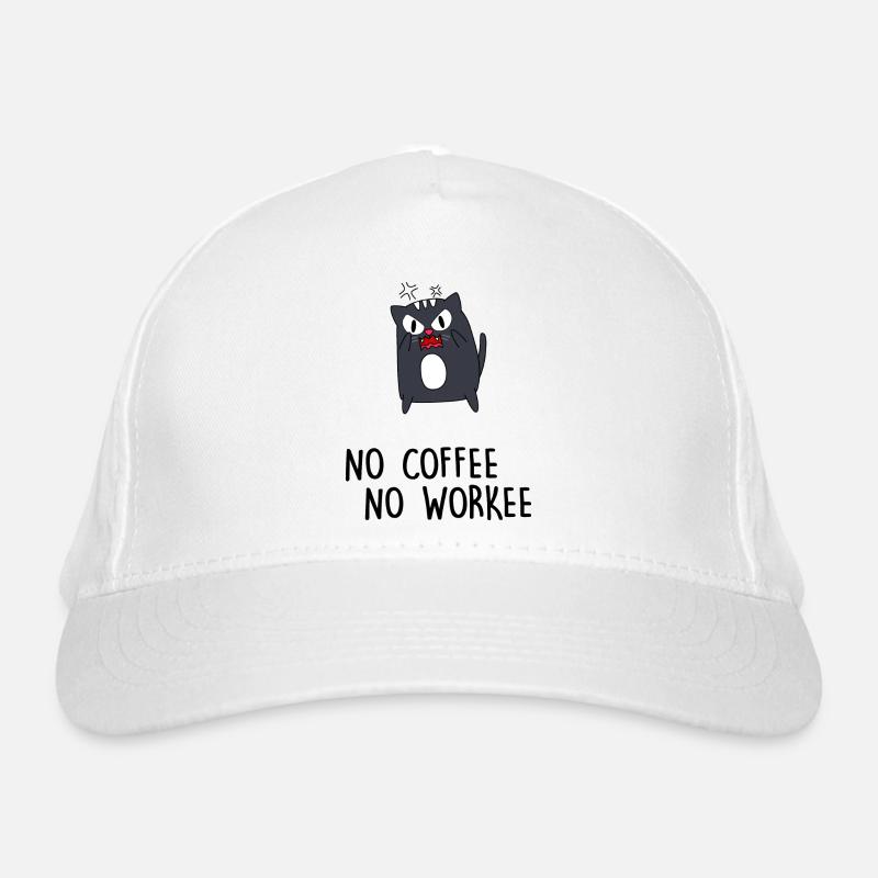 tired rental cat "no coffee no workee" working day Organic Baseball Cap