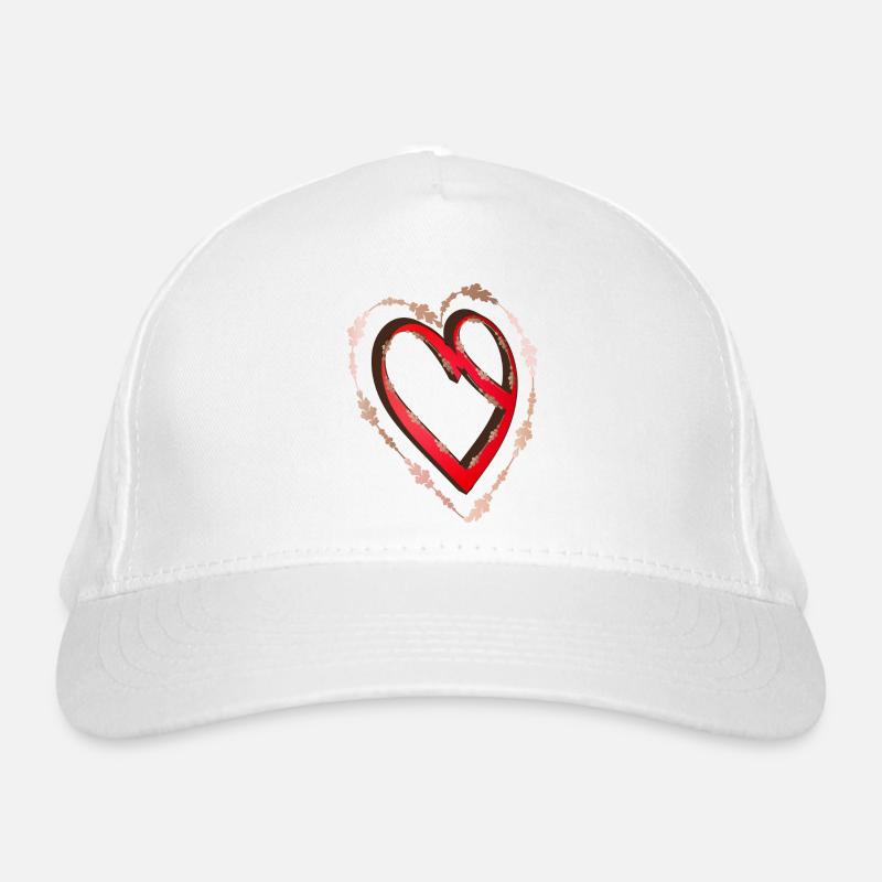 nostalgic red calligraphy heart Organic Baseball Cap