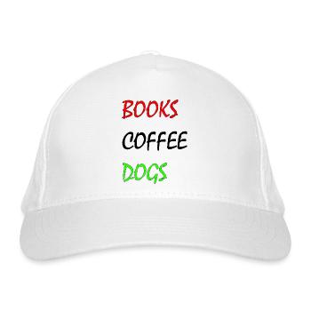 Books coffee dogs color - Organic Baseball Cap - white - Front