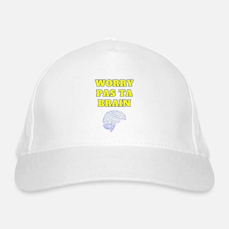 Yellow and Blue Worry Pas Ta Brain Organic Baseball Cap