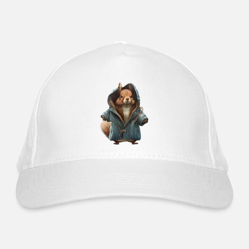 Design with a squirrel wearing a jacket Organic Baseball Cap