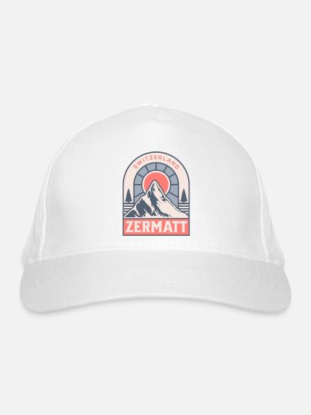 Zermatt Schweiz Retro Ski - Bio-Baseballkappe - Weiß