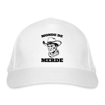 citation parodie Monde de merde - Casquette classique bio - blanc - Devant