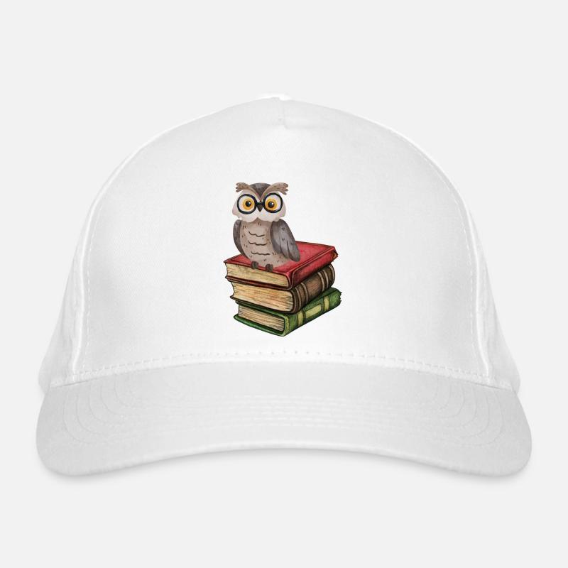 Owl on Books - Book Lover Gift Organic Baseball Cap