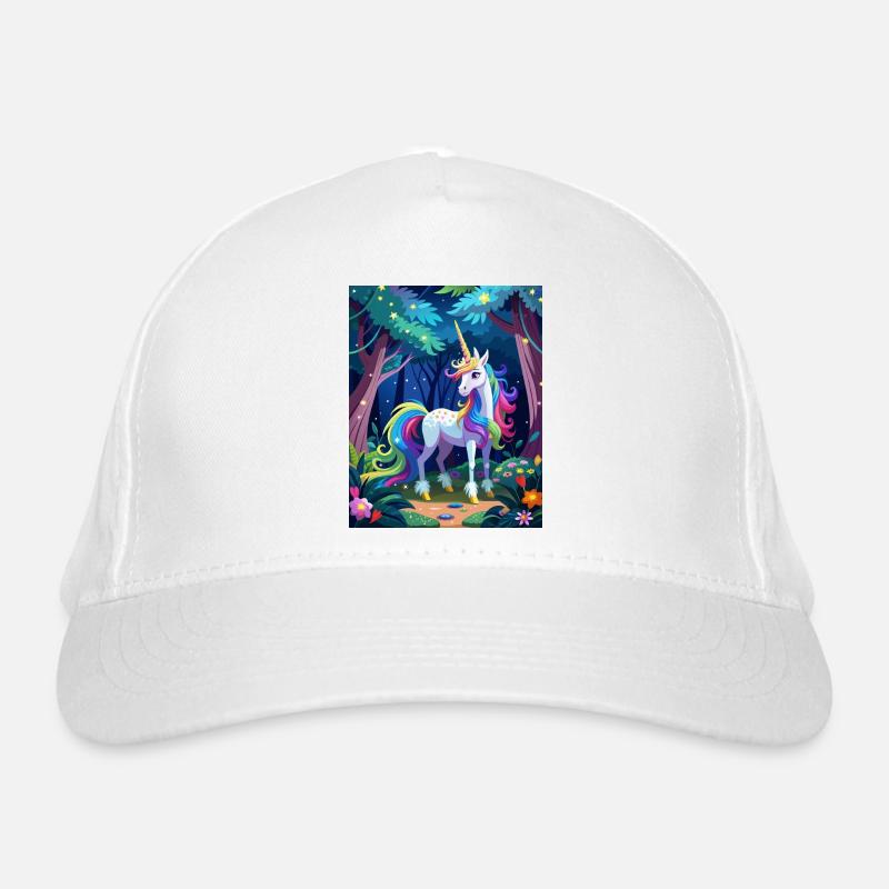 Magisches Einhorn im Wald Bio-Baseballkappe