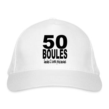 50 boules / Anniversaire 50 ans / Humour - Casquette classique bio - blanc - Devant
