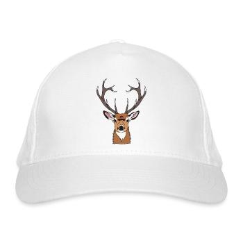 Hirsch - Bio-Baseballkappe - Weiß - Vorne